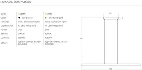 Lustra LED suspendata liniara ALAMO 120 3-STEP DIMM BK