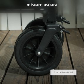 Outsunny Cărucior Pliabil de Grădină cu Deschidere Posterioară, Roți, Buzunare de Depozitare și Mâner, 125x48x78-102 cm, Verde | Aosom Romania