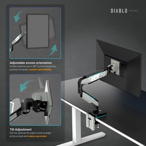 Suport monitor 49", gri/negru LED RGB X-ARM