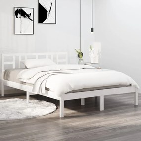 3105406 vidaXL Cadru de pat, alb, 140x200 cm, lemn masiv