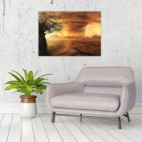 Tablou pe sticlă cu norii portocalii (70x50 cm)