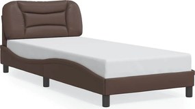 vidaXL Cadru de pat fără saltea, Hvar, maro, 80x200 cm, piele ecologică