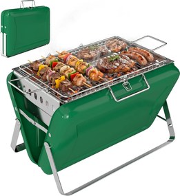 Outsunny Grătar pe cărbune pliabil, grătar portabil, mâner și picioare rabatabile, pentru grădină, terasă, camping, verde | Aosom Romania