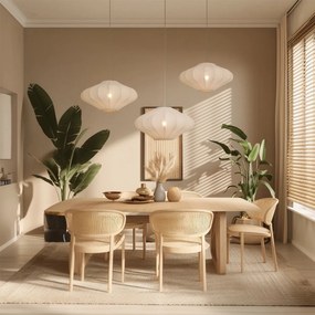 Lampă suspendată Japandi bej 50cm cu 3 lumini - Plu