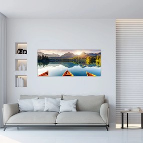 Tablou - Lac cu bărci (120x50 cm)