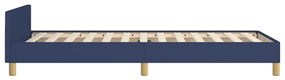 Cadru de pat cu tablie, albastru, 100x200 cm, textil Albastru, 100 x 200 cm, Benzi verticale