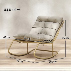Outsunny Șezlong Balansoar Exterior, Șezut 63 cm, Pernă inclusă, Culoare Bej. | Aosom Romania