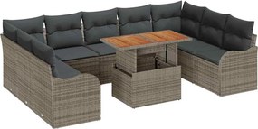 vidaXL Set de canapele pentru grădină 10 pcs Gri Rattan poli