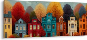 Tablou - Oraș de toamnă pictat (120x50 cm)