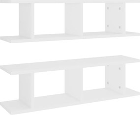vidaXL Rafturi de perete, 2 buc., alb, 75x18x20 cm, lemn