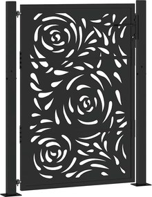 vidaXL Poartă de grădină neagră 100x125 cm, oțel, design cu flacără