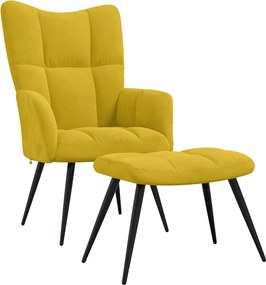 vidaXL Fotoliu relaxant cu taburet, catifea galben-muștar