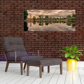 Tablou cu lac și copaci (120x50 cm)