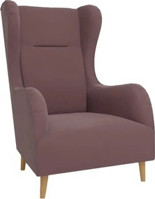 Fotoliu wing roz cu tapițerie din catifea Carole – Ropez