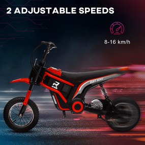 HOMCOM Motocicletă Electrică pentru Copii cu Accelerație Manuală și 2 Viteze, 119x64x76,5 cm, Roșu | Aosom Romania