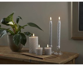 Set de 2 lumânări LED din ceară gri Star Trading Flamme Swirl, înălțime 7,5 cm