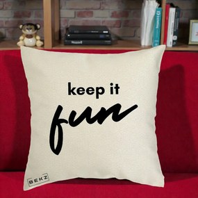 Perna Decorativa Keep It Fun, 40x40 cm, Ecru, Husa Detasabila, Perna Inclusa, BEKZ®
