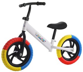 Bicicleta de echilibru fara pedale, 2 - 5 ani, Alb, Roti in 3 culori