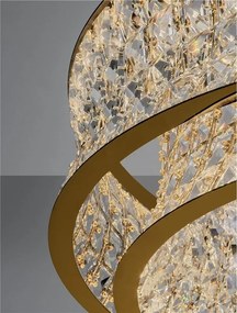 Lustra suspendata LED auriu, cristale sticla CELYSIA 80cm