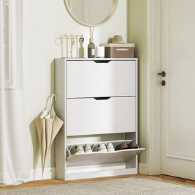 HOMCOM Dulap Subțire cu 3 Uși Rabatabile, pentru 12 Perechi de Pantofi, 80x17x108 cm, Alb | Aosom Romania