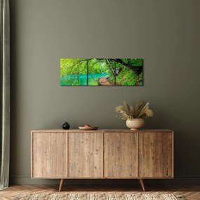 Tablou - Lacurile Plitvice (cu ceas) (90x30 cm)