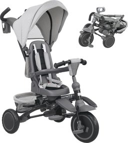 AIYAPLAY Tricicletă Copii 6 în 1, Cărucior și Bicicletă, 1-5 Ani, Max. 25 kg, Pliabilă cu Scaun Rotativ, Copertină, Gri | Aosom Romania