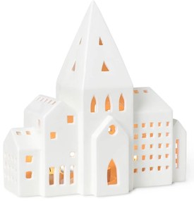 Sfeșnic alb de Crăciun din ceramică Kähler Design Urbania Lighthouse City