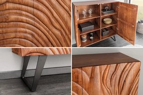 Comoda inalta cu model 3D, Lemn Salcam, Maro, FLUID 120cm