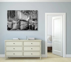 Tablou plante medicinale în design alb-negru