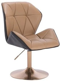 HR212 SCAUN NEGRU ȘI CARAMEL BAZĂ AURIE