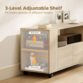 HOMCOM Suport pentru TV de 42" cu Roți Pivotante și Frână, Rafturi Ajustabile și Sertare, 102x34.5x48.5 cm, Lemn | Aosom Romania