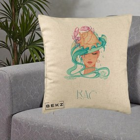 Perna Personalizata Zodie Rac, 40x40 cm, Bej, Husa Detasabila, Perna Inclusa, BEKZ®