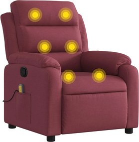 vidaXL Fotoliu de masaj rabatabil, roșu vin, material textil