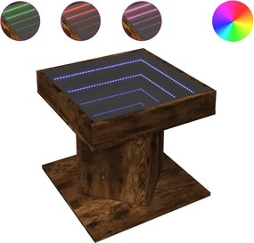 vidaXL Măsuță de cafea cu LED stejar fumuriu 50x50x45cm lemn prelucrat