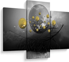 Tabloul cu bile abstracte aurii (90x60 cm)