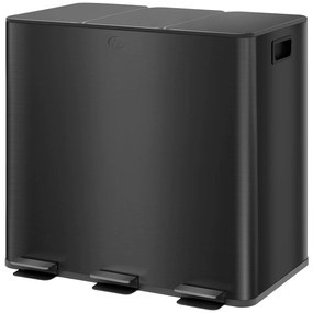 HOMCOM Coș de Gunoi cu 3 x 15L compartimente, capac de deodorant, protecție împotriva amprentelor, închidere moale, detașabil, negru | Aosom Romania