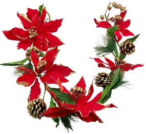 Ghirlanda Craciun cu craciunite si conuri BEAUTY, Rosu,100cm