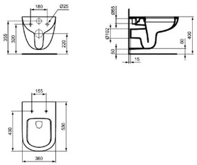 Vas WC Ideal Standard Tempo, suspendat, Rimless, alb - T040501