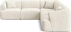 Colțar bej cu tapițerie din catifea reiată Campi – Cosmopolitan Design