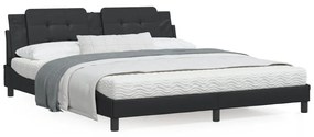 3214124 vidaXL Cadru de pat cu lumini LED, negru, 180x200 cm, piele ecologică