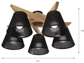 Lustră aplicată Brilagi ANTHONY 5xE14/40W/230V stejar/negru