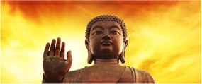 Tablou - Buddha cu fundal roșu și galben (120x50 cm)