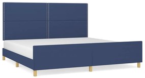 3125006 vidaXL Cadru de pat cu tăblie, albastru, 200x200 cm, textil