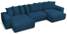 Colțar albastru închis cu tapițerie din catifea reiată Voltaire – Bobochic Paris