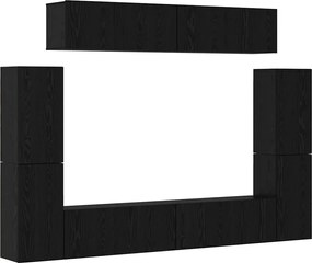 vidaXL Set comodă TV Pe perete 8 pcs Stejar negru Lemn compozit