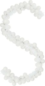 vidaXL Ghirlandă cu Bile de Crăciun Alb 186 cm Polistiren