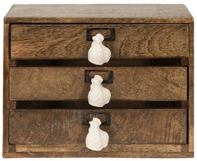 Organizator rustic cu 3 sertare, natur, din lemn, 29x14x22 cm