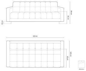 Canapea extensibila Bali 3 locuri catifea L222 cm