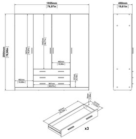 Șifonier alb 196x200 cm Sprint – Tvilum