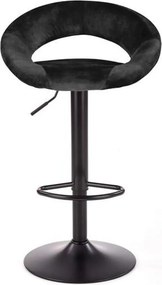 Scaun bar H102, negru, stofa catifelata/otel, 53x48x78/100 cm
